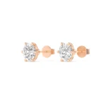 18K Solid Gold 2.15 Ct Natural Diamond Solitaire Stud Earrings - Image 3