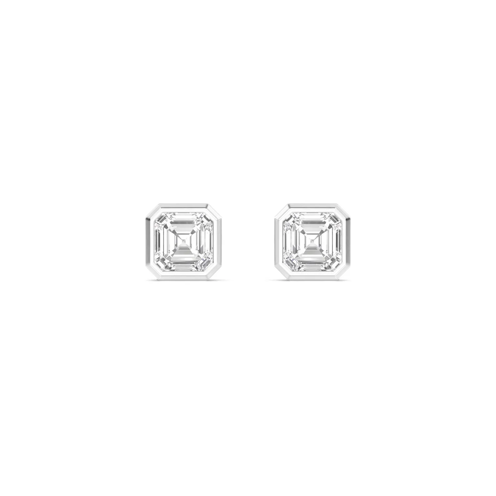 18K Solid Gold Bezel Set 1.01 Ct Asscher Cut Natural Diamond Stud Earrings 18K Solid Gold Bezel Set 1.01 Ct Asscher Cut Natural Diamond Stud Earrings