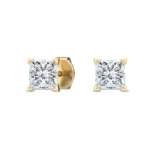 18K Solid Gold 0.50 Ct Princess Cut Lab Grown Diamond Stud Earrings - Image 3