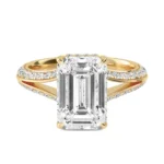 18K Solid Gold 3.09Ct Emerald Cut Lab Grown Diamond Engagement Ring - Image 4