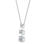 18K Solid Gold 1.37Ct Emerald Cut Natural Diamond Necklace - Image 2