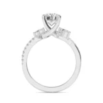 18K Solid Gold 1.34 Ct Round Cut Natural Diamond Engagement Ring with Marquise Pavé Accents - Image 5