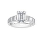 18K Solid Gold 3.00Ct Emerald Cut Natural Diamond Engagement Ring