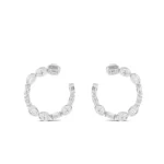 18K Solid Gold 2.25Ct Oval & Baguette Natural Diamond Hoop Earrings