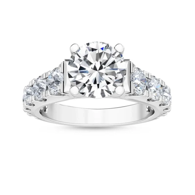 18K Solid Gold 3.41CT Round Cut Natural Diamond Engagement Ring