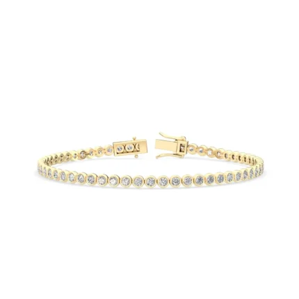 3.11 Ct Natural Diamond Bezel-Set Tennis Bracelet in 18K Solid Gold