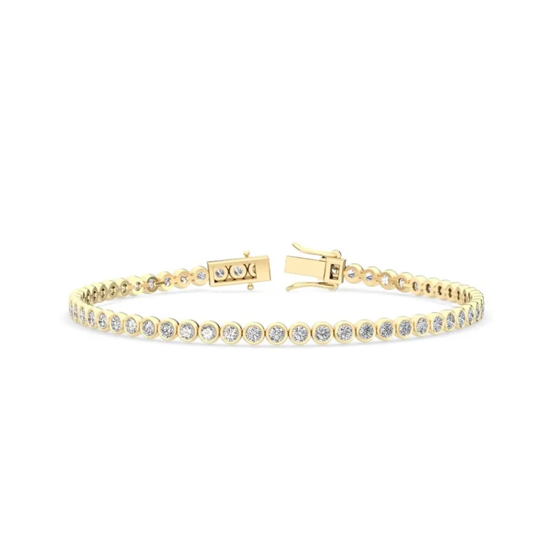 3.11 Ct Natural Diamond Bezel-Set Tennis Bracelet in 18K Solid Gold