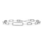 18K Solid Gold 0.98Ct Natural Diamond Paperclip Bracelet