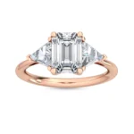 2.75ct Emerald Cut with Trillion Cut Side Stones Lab Grown Diamond Engagement Ring in 18K Solid Gold - Image 3