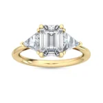 2.75ct Emerald Cut with Trillion Cut Side Stones Lab Grown Diamond Engagement Ring in 18K Solid Gold - Image 4