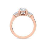 18K Solid Gold 2.57Ct Oval & Trillion Lab Grown Diamond Engagement Ring - Image 4