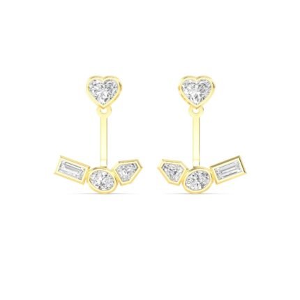 18K Solid Gold 1.33 Ct Natural Diamond Heart Stud Earrings