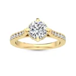 18K Solid Gold 2.87 CT Round Cut Natural Diamond Solitaire with Pave Side Stones Engagement Ring - Image 4