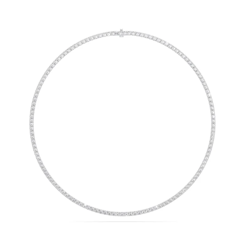 18K Solid Gold 10 CT Natural Diamond Classic Tennis Necklace