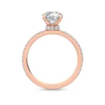 18K Solid Gold 2.57 CT Lab Grown Diamond Round Center with Pavé Side Stones Solitaire Engagement Ring - Image 2