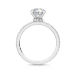 18K Solid Gold 2.57 CT Lab Grown Diamond Round Center with Pavé Side Stones Solitaire Engagement Ring - Image 6