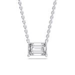 18K Solid Gold 0.5ct Emerald Cut Natural Diamond Solitaire Pendant Necklace