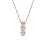 18K Solid Gold 1.49 Ct Natural Diamond 3-Stone Pendant Necklace - Image 2