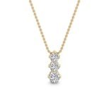 18K Solid Gold 1.49 Ct Natural Diamond 3-Stone Pendant Necklace - Image 3