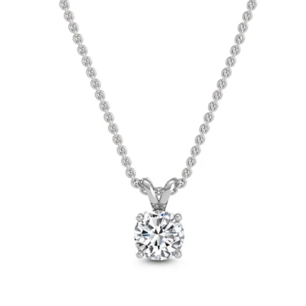 0.78 Ct Natural Diamond Solitaire Pendant Necklace in 18K Solid Gold