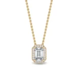 18K Solid Gold 0.78 Ct Emerald Cut Natural Diamond Necklace - Image 4