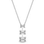 18K Solid Gold 1.37Ct Emerald Cut Natural Diamond Necklace