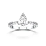 18K Solid Gold 1 CT Pear Cut Halo Natural Diamond Solitaire Engagement Ring