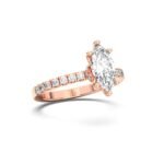 18K Solid Gold 1ct Marquise Cut Halo Lab Grown Diamond Solitaire Engagement Ring | Half Eternity Ring | Wedding Ring - Image 2