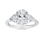 18K Solid Gold 2.57Ct Oval & Trillion Natural Diamond Engagement Ring
