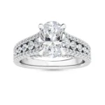18K Solid Gold 2.42 Ct Oval Split Shank Pavé Natural Diamond Engagement Ring