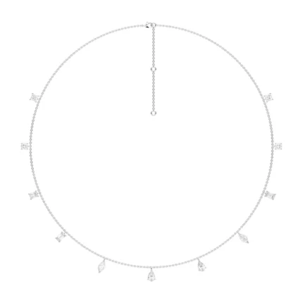 18K Solid Gold 3 CT Multi-shape Natural Diamonds by the Yard Necklace