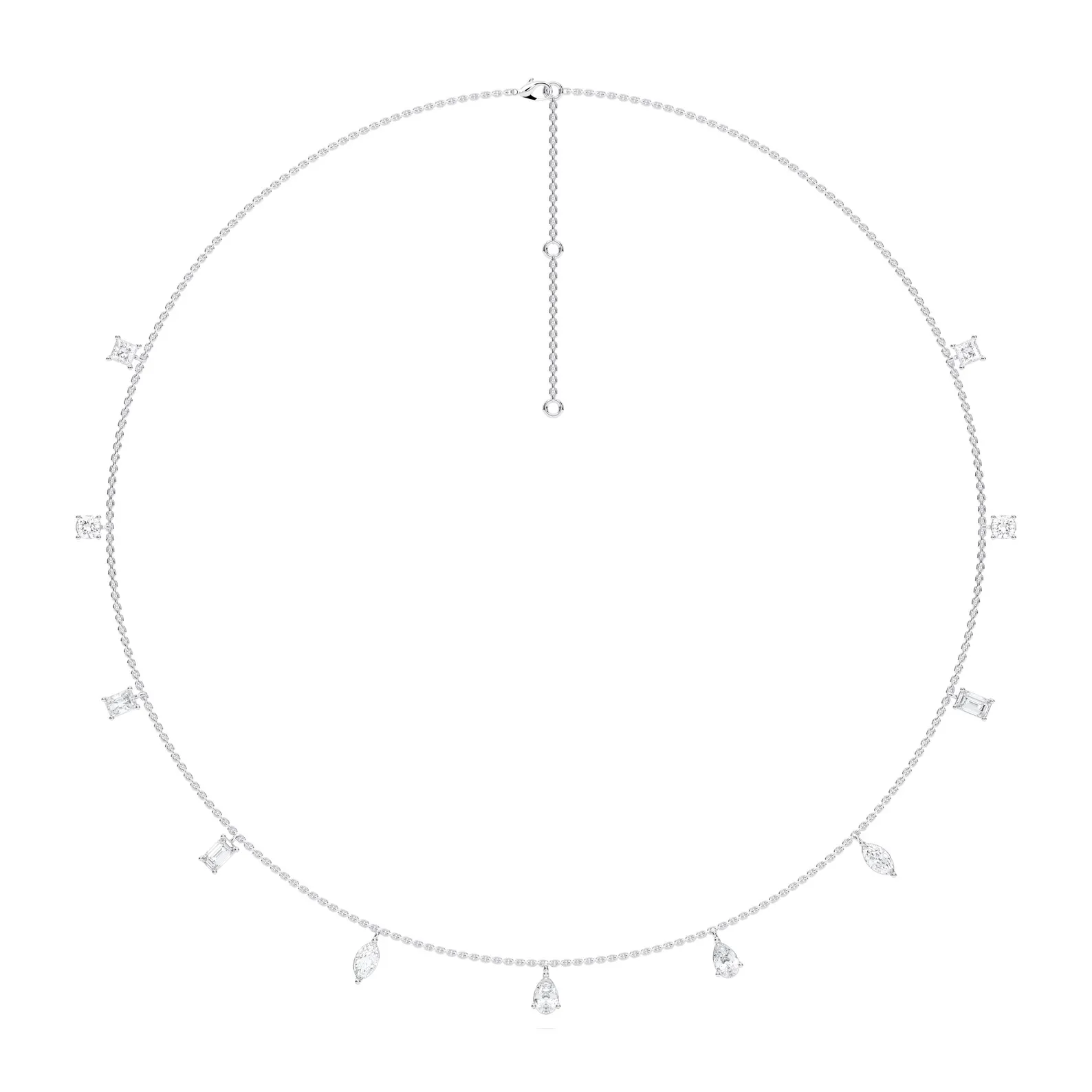 18K Solid Gold 3 CT Multi-shape Natural Diamonds by the Yard Necklace 18K Solid Gold 3 CT Multi-shape Natural Diamonds by the Yard Necklace