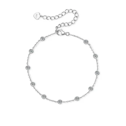 18K Solid Gold 0.6ctw Diamond by the Yard Bracelet | Diamond Bezel Station Bracelet