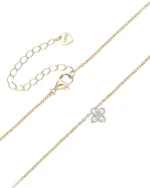 18K Solid Gold Natural Diamond Clover Necklace | Dainty Diamond Necklace - Image 3
