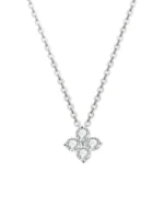 18K Solid Gold Natural Diamond Clover Necklace