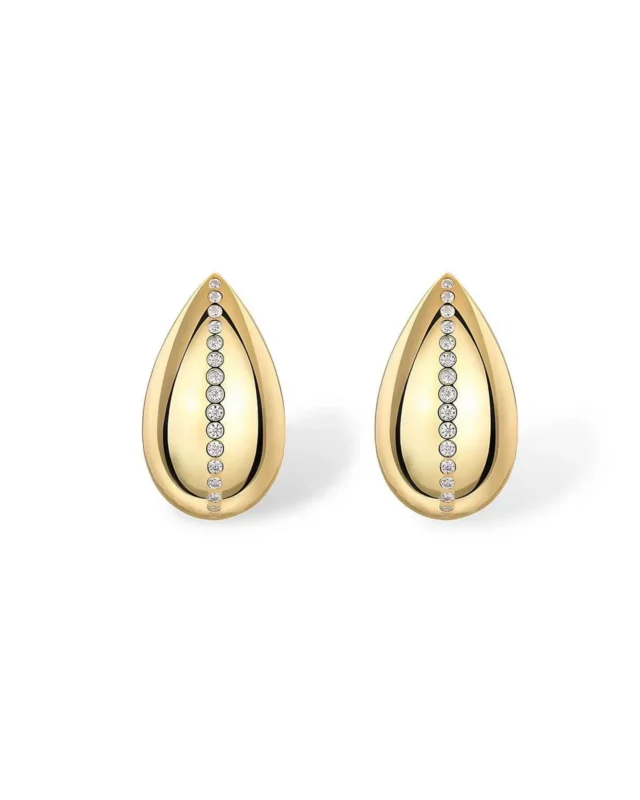 18K Solid Gold Natural Diamond Teardrop Studs Earrings