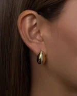 18K Solid Gold Lab Grown Diamond Teardrop Studs Earrings - Image 4