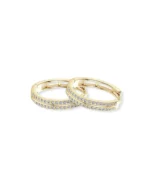 18K Solid Gold 0.32ctw Inside Out Natural Diamond Hoop Earrings - Image 4