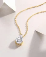18K Solid Gold 2CT Pear Cut Natural Diamond Solitaire Necklace | 18K Solid Gold Diamond Pendant Necklace - Image 4