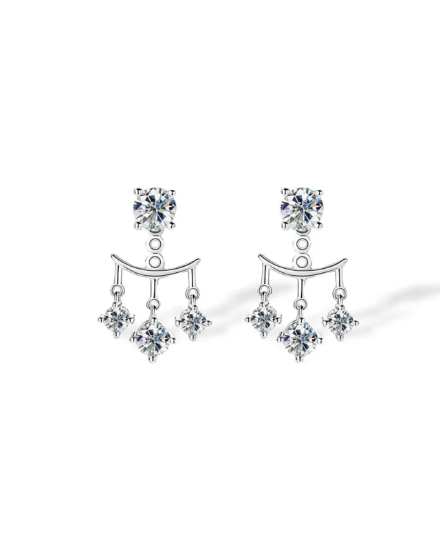 18K Solid Gold 2.4ctw Natural Diamond Split Drop Earrings