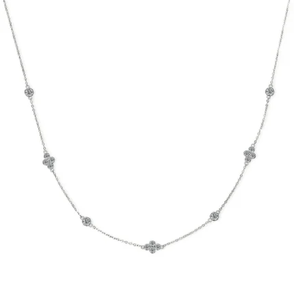 18K Solid Gold Natural Diamond Minimalist Layered Station Chain Necklace