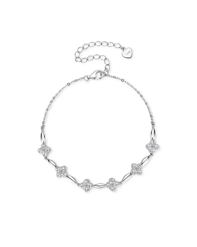 18K Solid Gold 0.72ct Clover Natural Diamond Bracelet