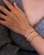 18K Solid Gold 1.8CT Natural Diamond Cuff Bracelet | 18K Solid Gold Diamond Bangle | Stackable Diamond Bracelet - Image 2