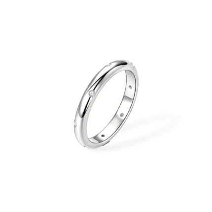 18K Solid Gold Natural Diamond Dainty Band Ring