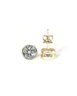18K Solid Gold Bezel Set Lab Grown Diamond Stud Earrings - Image 4
