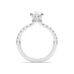 18K Solid Gold 1 CT Pear Cut Halo Lab Grown Diamond Solitaire Engagement Ring - Image 4