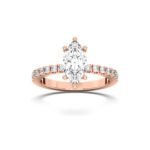18K Solid Gold 1ct Marquise Cut Halo Lab Grown Diamond Solitaire Engagement Ring | Half Eternity Ring | Wedding Ring - Image 5