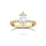 18K Solid Gold 1ct Marquise Cut Halo Lab Grown Diamond Solitaire Engagement Ring | Half Eternity Ring | Wedding Ring - Image 6