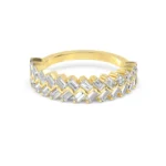 18K Solid Gold 1.00Ct Baguette Natural Diamond Chevron Wedding Band - Image 3