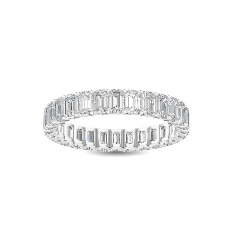 18K Solid Gold 3Ct Emerald Cut Natural Diamond Eternity Band